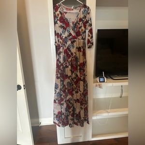 Maternity Pink Blush Wrap Maxi Dress